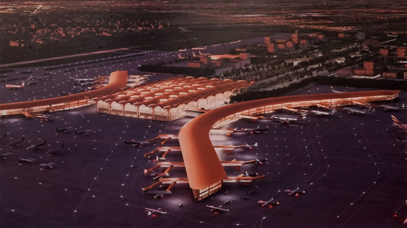 Phối cảnh sân bay quốc tế mới vào ban đêm