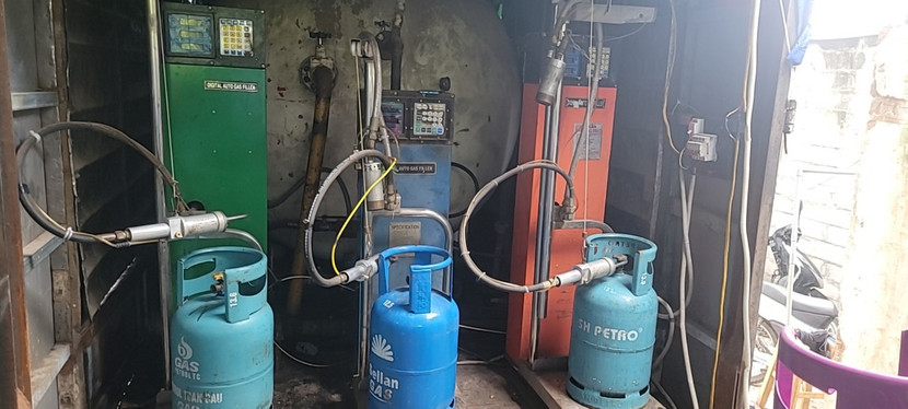 Khu vực san chiết gas trái phép