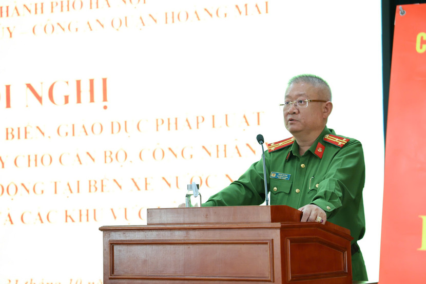 Thượng tá Phạm Quỳnh, Phó Trưởng phòng Cảnh sát ĐTTP về ma tuý, CATP Hà Nội phát biểu tại hội nghị
