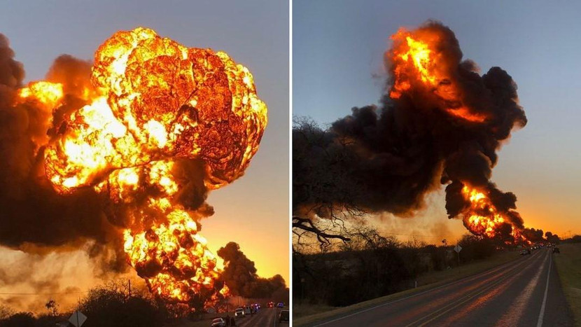 Ngọn lửa bùng lên dữ dội sau vụ va chạm tạo ra những quả cầu lửa khổng lồ