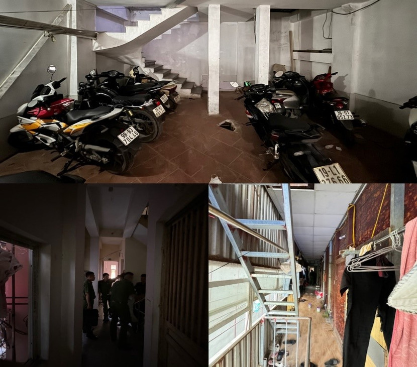 Chủ cơ sở chưa thực hiện các giải pháp ngăn cách giữa khu vực để xe với cầu thang bộ, hành lang, lối đi bị bịt kín, không có lối ra khẩn cấp, không có đèn chiếu sáng sự cố khi có cháy, nổ xảy ra Chủ cơ sở chưa thực hiện các giải pháp ngăn cách giữa khu vực để xe với cầu thang bộ, hành lang, lối đi bị bịt kín, không có lối ra khẩn cấp, không có đèn chiếu sáng sự cố khi có cháy, nổ xảy ra