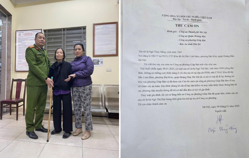 Công an phường Giáp Bát bàn giao cụ bà cho gia đình và Thư cảm ơn của gia đình gửi tới Công an phường Công an phường Giáp Bát bàn giao cụ bà cho gia đình và Thư cảm ơn của gia đình gửi tới Công an phường