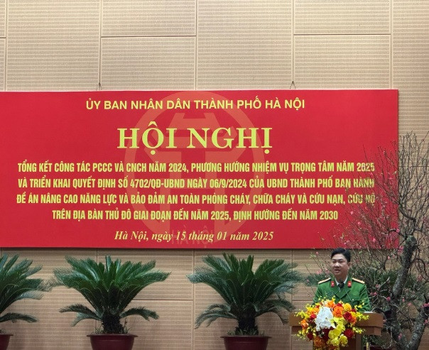 Đại tá Dương Đức Hải, Phó Giám đốc CATP phát biểu tại Hội nghị