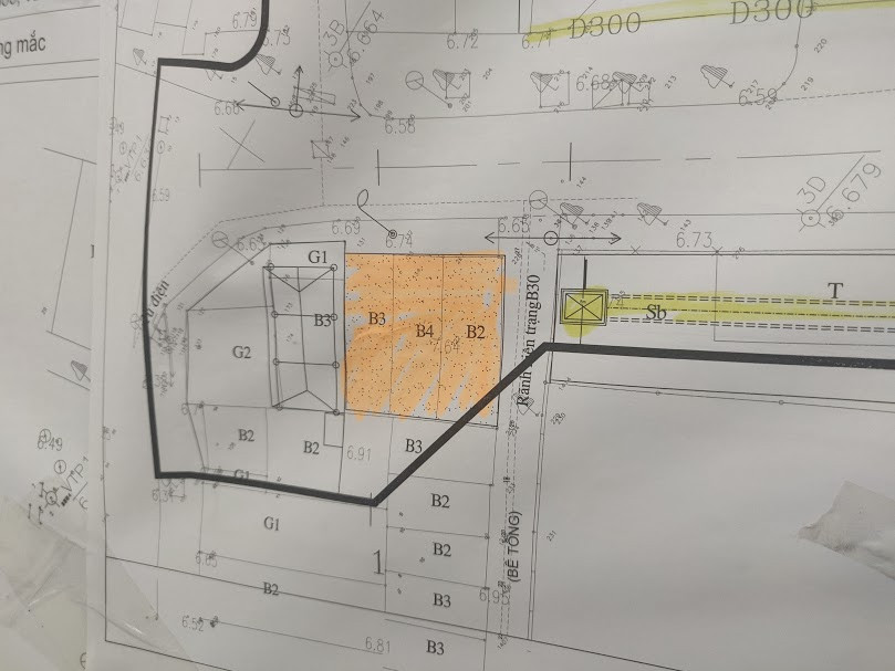 Phần đất vướng GPMB (màu cam) đang cản trở tiến độ dự án Phần đất vướng GPMB (màu cam) đang cản trở tiến độ dự án