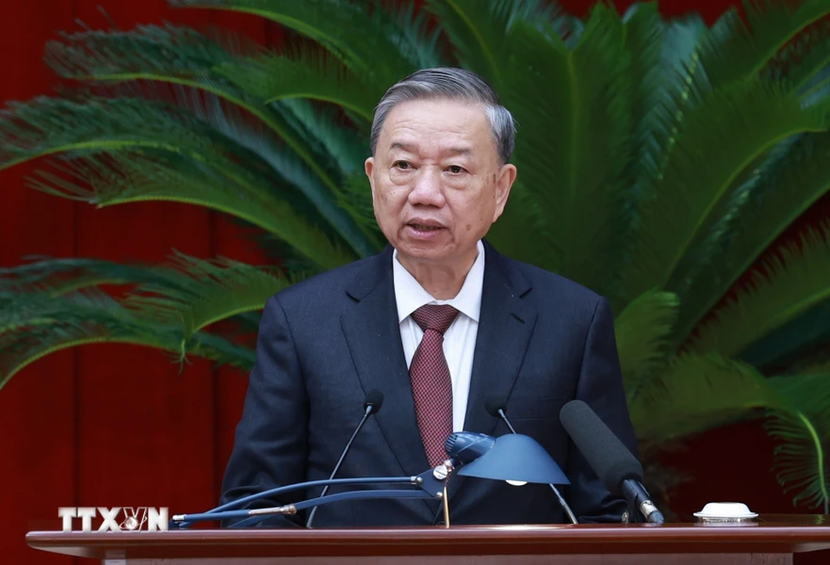 Tổng Bí thư, Chủ tịch nước Tô Lâm phát biểu bế mạc Hội nghị Trung ương lần thứ mười, khóa XIII. (Ảnh: Dương Giang/TTXVN)