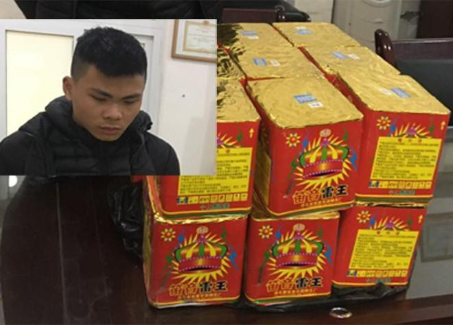 Đối tượng và tang vật vụ vận chuyển trái phép pháo