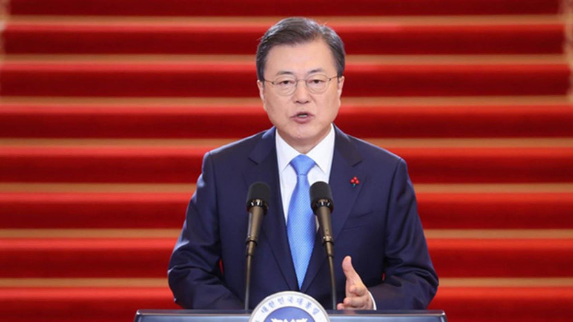 Tổng thống Hàn Quốc Moon Jae In trong bài phát biểu tại Nhà Xanh ngày 11-1. Tổng thống Hàn Quốc Moon Jae In trong bài phát biểu tại Nhà Xanh ngày 11-1.