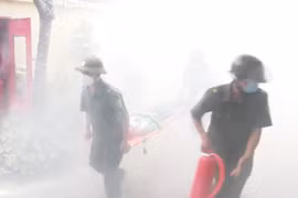 Phường Phú Lương, Hà Nội: Thực tập phương án chữa cháy, CNCH tại nhà ở kết hợp kinh doanh trong ngõ hẹp