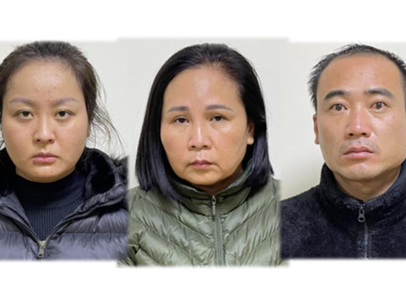 Các đối tượng Lan, Nga, Kiên Các đối tượng Lan, Nga, Kiên