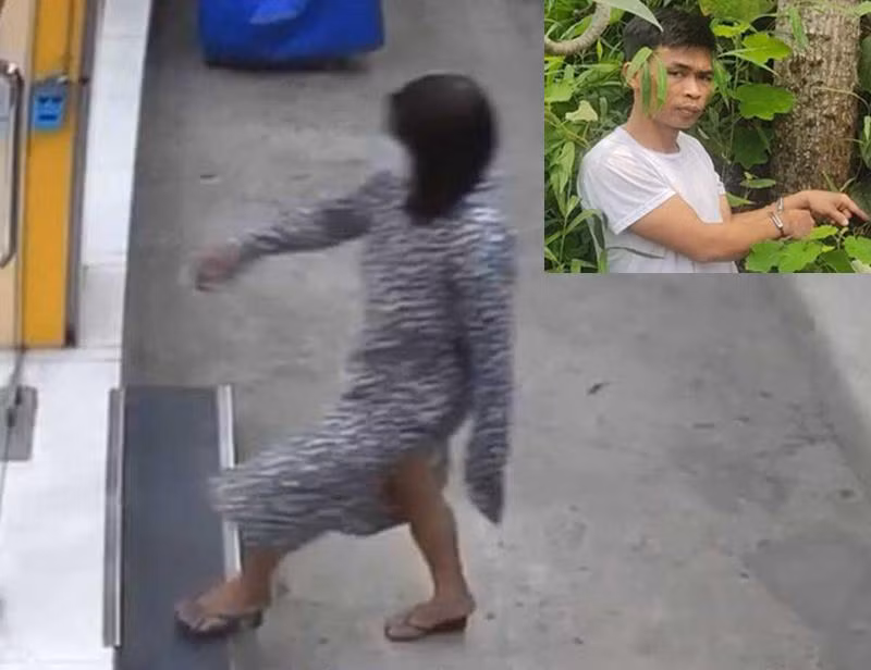 Đối tượng Dũng mặc đồ và tóc giả gái bị camera ghi lại Đối tượng Dũng mặc đồ và tóc giả gái bị camera ghi lại