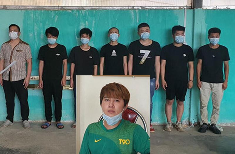 Đối tượng Tiến (áo xanh) và 7 người nhập cảnh trái phép vào Việt Nam