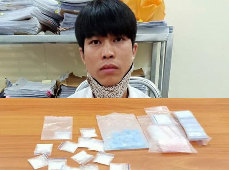 Đối tượng Dũng và tang vật Đối tượng Dũng và tang vật