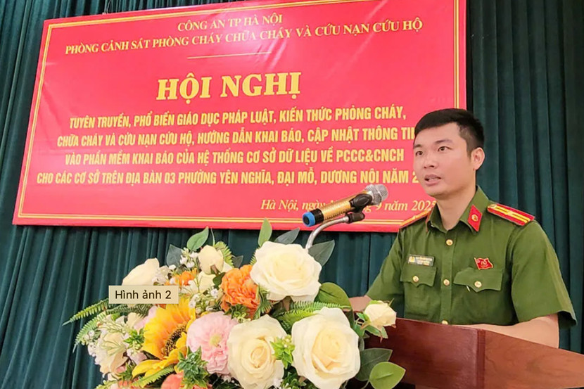 Thiếu tá Nguyễn Đức Dương – Phó Đội trưởng Đội Chữa cháy và CNCH khu vực số 4 đã phổ biến các quy định pháp luật liên quan đến việc khai báo, cập nhật dữ liệu PCCC và CNCH