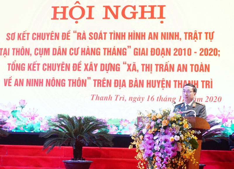 Trung tướng Trần Quốc Tỏ phát biểu chỉ đạo tại hội nghị