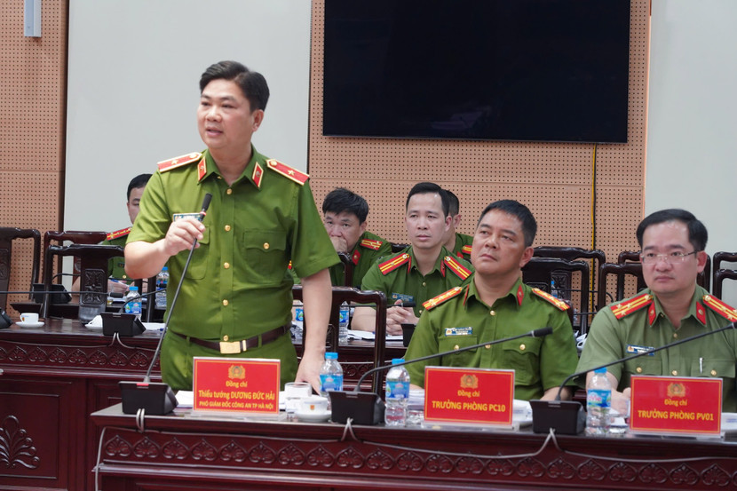 Thiếu tướng Dương Đức Hải, Phó Giám đốc CATP Hà Nội phát biểu tại buổi làm việc Thiếu tướng Dương Đức Hải, Phó Giám đốc CATP Hà Nội phát biểu tại buổi làm việc