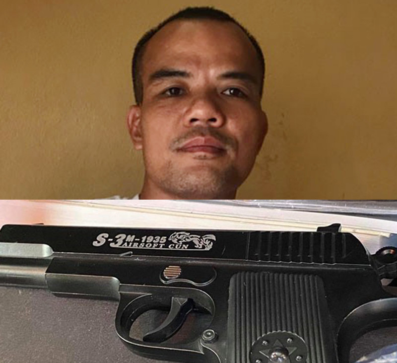 Đối tượng Phương và khẩu súng bị thu giữ Đối tượng Phương và khẩu súng bị thu giữ