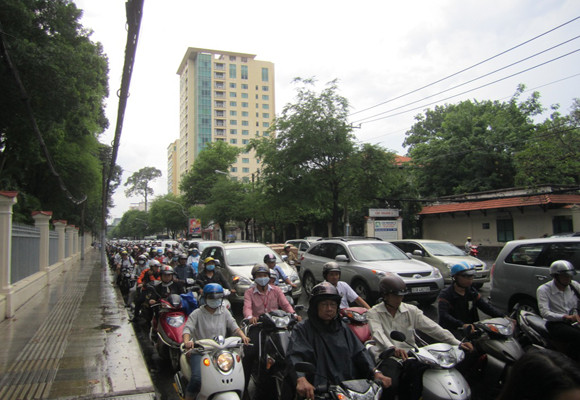 Cây cổ thụ bật gốc giữa phố, người đi đường hú vía ảnh 2