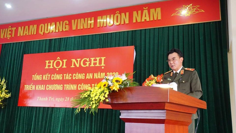 Thiếu tướng Nguyễn Anh Tuấn, Phó Giám đốc CATP phát biểu chỉ đạo tại hội nghị Thiếu tướng Nguyễn Anh Tuấn, Phó Giám đốc CATP phát biểu chỉ đạo tại hội nghị