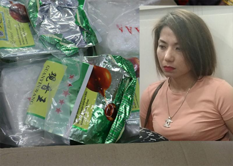 Đối tượng Hương "mẩu" và tang vật vụ án Đối tượng Hương "mẩu" và tang vật vụ án