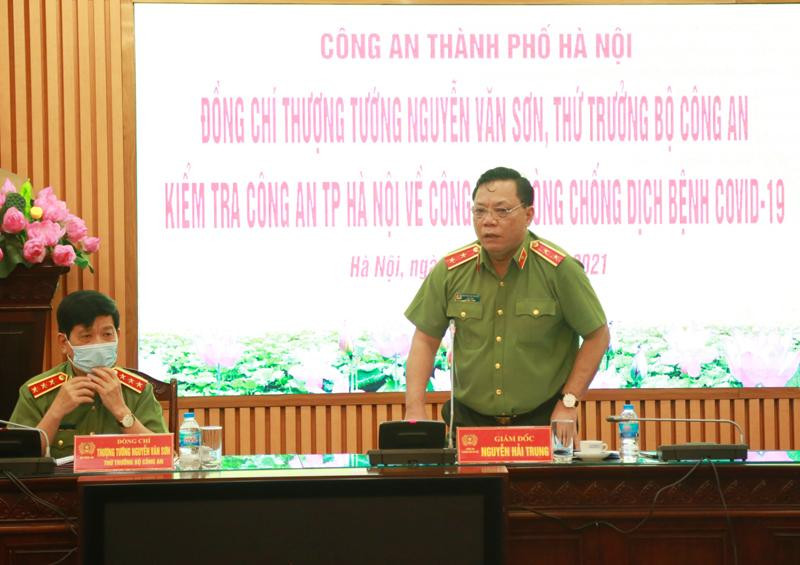 Trung tướng Nguyễn Hải Trung báo cáo công tác chủ động phòng chống dịch Covid-19 của CATP với Thứ trưởng Nguyễn Văn Sơn và đoàn công tác Trung tướng Nguyễn Hải Trung báo cáo công tác chủ động phòng chống dịch Covid-19 của CATP với Thứ trưởng Nguyễn Văn Sơn và đoàn công tác