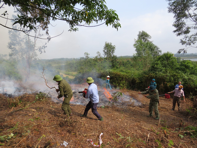 Lực lượng chức năng phối hợp diễn tập phòng chống cháy rừng Lực lượng chức năng phối hợp diễn tập phòng chống cháy rừng