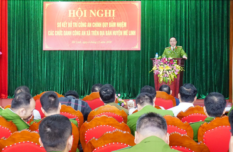 Đại tá Nguyễn Thanh Tùng, Phó Giám đốc CATP Hà Nội phát biểu chỉ đạo tại hội nghị