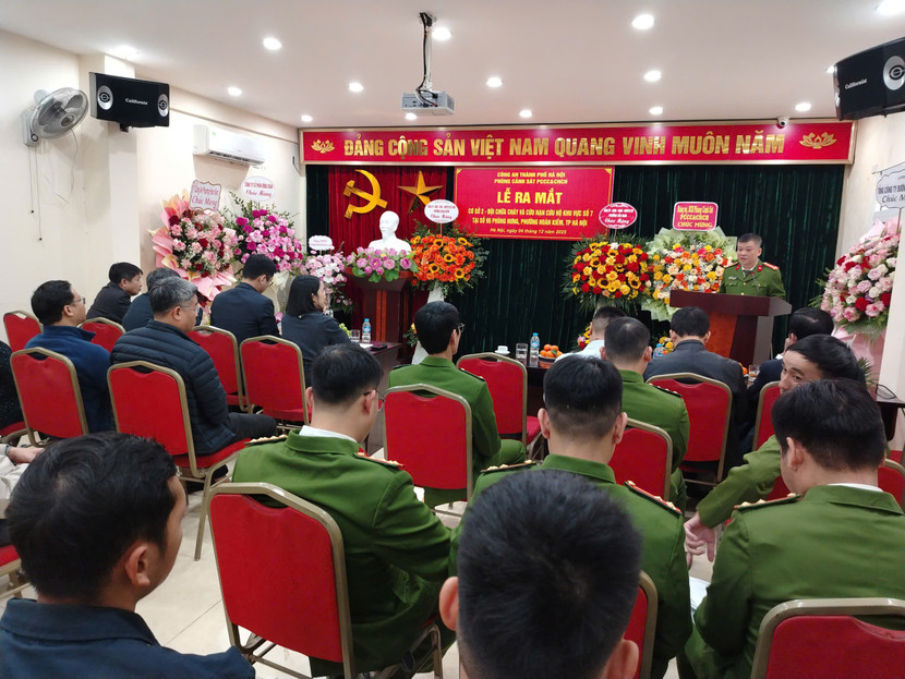 Thượng tá Nguyễn Lê Cường, Phó Trưởng phòng Cảnh sát phòng cháy, chữa cháy và cứu nạn, cứu hộ - Công an thành phố Hà Nội phát biểu tại lễ ra mắt