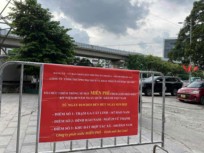 Điểm gửi xe miễn phí tại 168 phố Hào Nam