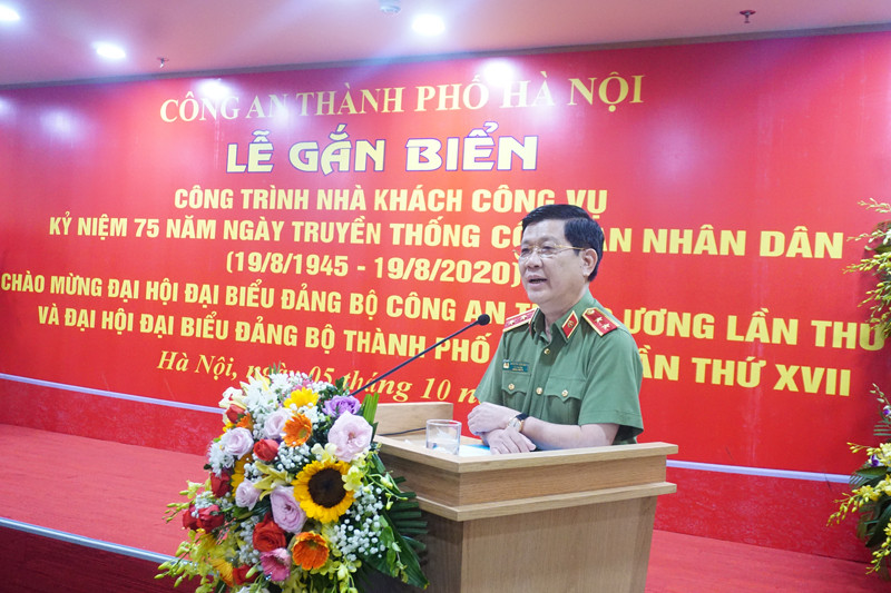 Trung tướng Nguyễn Văn Sơn, Thứ trưởng Bộ Công an phát biểu chỉ đạo tại Lễ khánh thành Nhà công vụ CATP Hà Nội