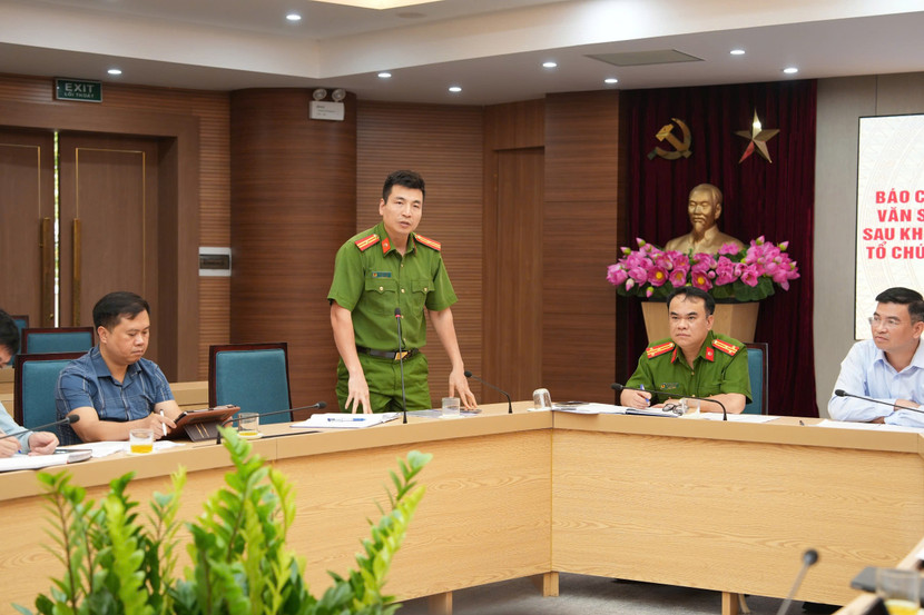 Đại diện Tổ địa bàn PCCC và CNCH Gia Lâm phát biểu tham luận