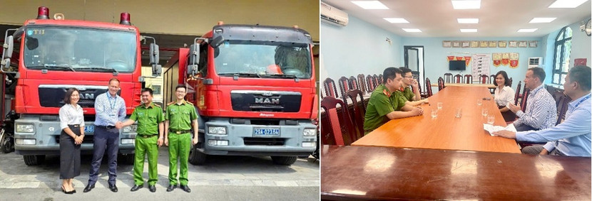 Đại diện trường Quốc Tế Liên Hợp Quốc gửi lời cảm ơn sâu sắc đến cán bộ chiến sỹ Phòng cảnh sát PCCC&amp;CNCH Công an TP Hà Nội