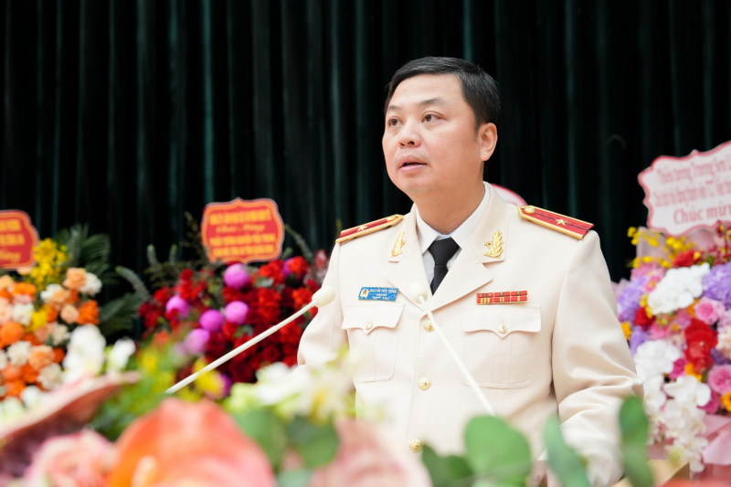 Thiếu tướng Nguyễn Tiến Trung, tân Giám đốc Công an tỉnh Quảng Ninh phát biểu nhận nhiệm vụ
