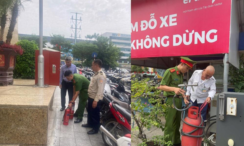 Công an phường Hoàn Kiếm phối hợp hướng dẫn chủ cơ sở khắc phục thiếu sót về PCCC