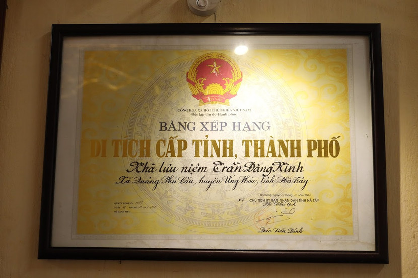 Bảng xếp hạng di tích khu lưu niệm đồng chí Trần Đăng Ninh Bảng xếp hạng di tích khu lưu niệm đồng chí Trần Đăng Ninh