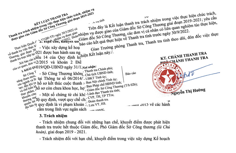 Kết luận thanh tra tỉnh Bắc Giang chỉ rõ sai phạm của Sở Công thương tỉnh này do chi sai quy định ngân sách Nhà nước Kết luận thanh tra tỉnh Bắc Giang chỉ rõ sai phạm của Sở Công thương tỉnh này do chi sai quy định ngân sách Nhà nước