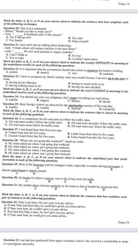 Đáp án gợi ý 9 đề thi minh họa kỳ thi tốt nghiệp THPT 1023