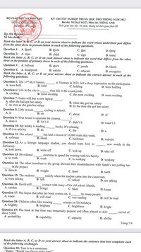 Đáp án gợi ý 9 đề thi minh họa kỳ thi tốt nghiệp THPT 1023