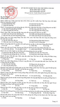 Đáp án gợi ý 9 đề thi minh họa kỳ thi tốt nghiệp THPT 1023