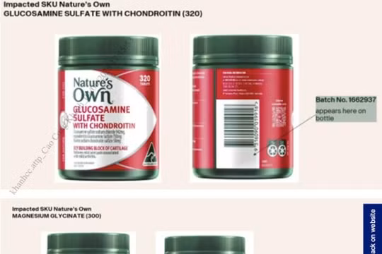 Rà soát 2 sản phẩm Nature's Own bị Australia thu hồi vì nguy cơ lẫn mảnh kính