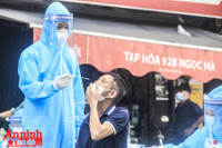 [ẢNH] Trưng dụng cả phố làm điểm xét nghiệm 7.000 người liên quan Covid-19 ở chợ Ngọc Hà