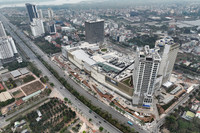Nhìn từ flycam công trường dự án trung tâm thương mại khủng nhìn thẳng ra hồ Tây