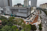 Nhìn từ flycam công trường dự án trung tâm thương mại khủng nhìn thẳng ra hồ Tây