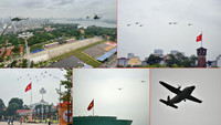 Ấn tượng ảnh trực thăng Mi-17 và máy bay vận tải Casa bay hợp luyện diễu binh ở Hà Nội