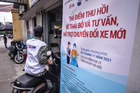 Cận cảnh điểm đo khí thải, hỗ trợ đổi xe máy cũ lấy xe mới ở Hà Nội