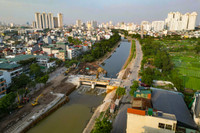 Cận cảnh đập dâng đầu tiên mang nguồn nước bổ cập mới cho sông Tô Lịch 