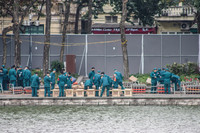 Cận cảnh trận địa pháo hoa tầm cao ở hồ Gươm trước giờ G chào năm mới Giáp Thìn 2024