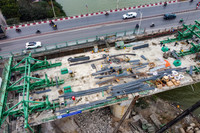 Công trường cầu Vĩnh Tuy giai đoạn 2 những ngày cuối năm 2022 