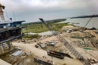 Công trường cầu Vĩnh Tuy giai đoạn 2 những ngày cuối năm 2022 