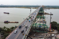 Công trường cầu Vĩnh Tuy giai đoạn 2 những ngày cuối năm 2022 