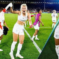 Cơ thể gợi cảm của nữ tuyển thủ Anh cởi áo ăn mừng gây sốt